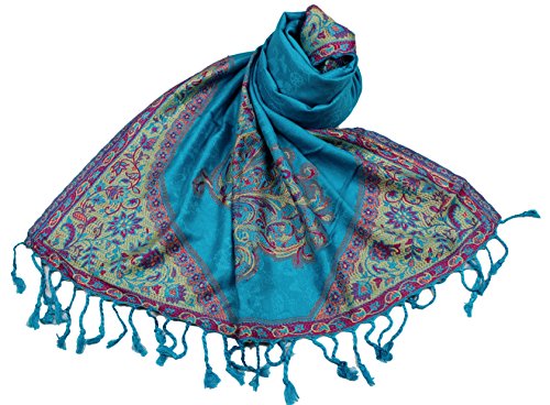 Étole viscose unie avec bordure motif floral SHANKARA N4 écharpe femme