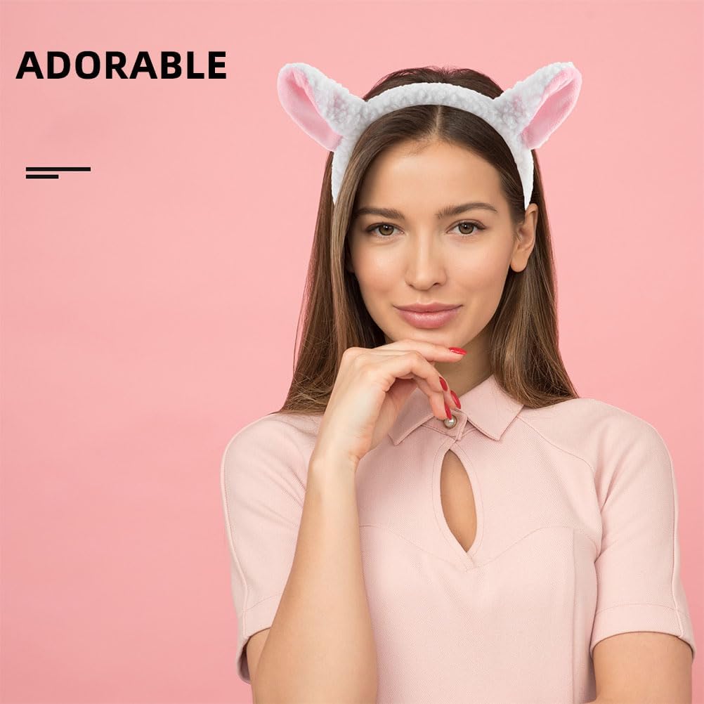 LOGOFUN 5pcs Cute Sheep Ears Headband White and Pink for Halloween Cosplay Fancy Dress Party Accessory Photo Props - Image 7