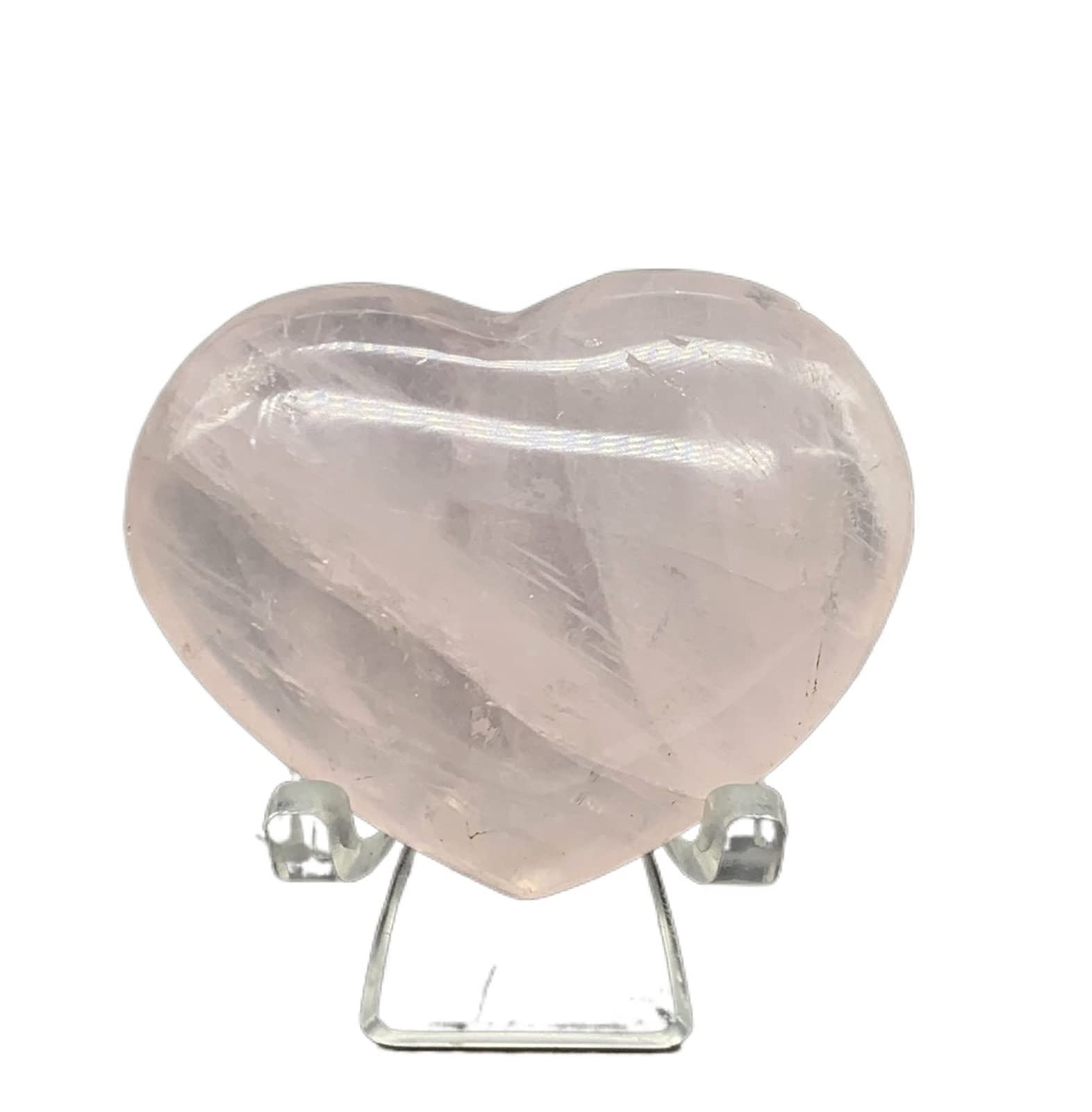 Cristal naturel rugueux rose transparent en cœur de 37g lithothérapie