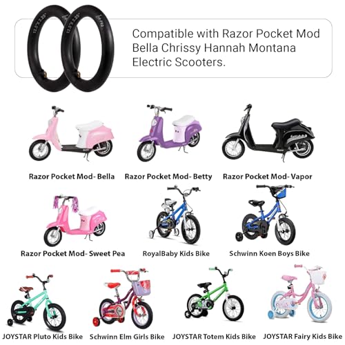 Image of (2 Pack) AR-PRO Scooter Replacement Inner Tubes - 12.5 inch x 2.25 inch Inner Tubes with Angled Valve | Compatible with Razor Pocket Mod Bella Chrissy Hannah Montana Electric Scooters