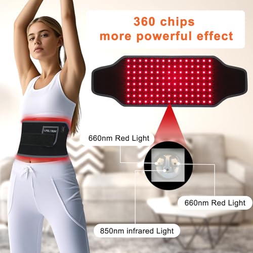 LIFELT8UM Red Light Therapy Belt for Body Pain Relief, Infrared Light Therapy Wrap for Enhanced Muscle Recovery Shoulder Back Waist Pain Relief Pad,360 LED Beads with 660nm Red & 850nm Therapy Light - Image 5
