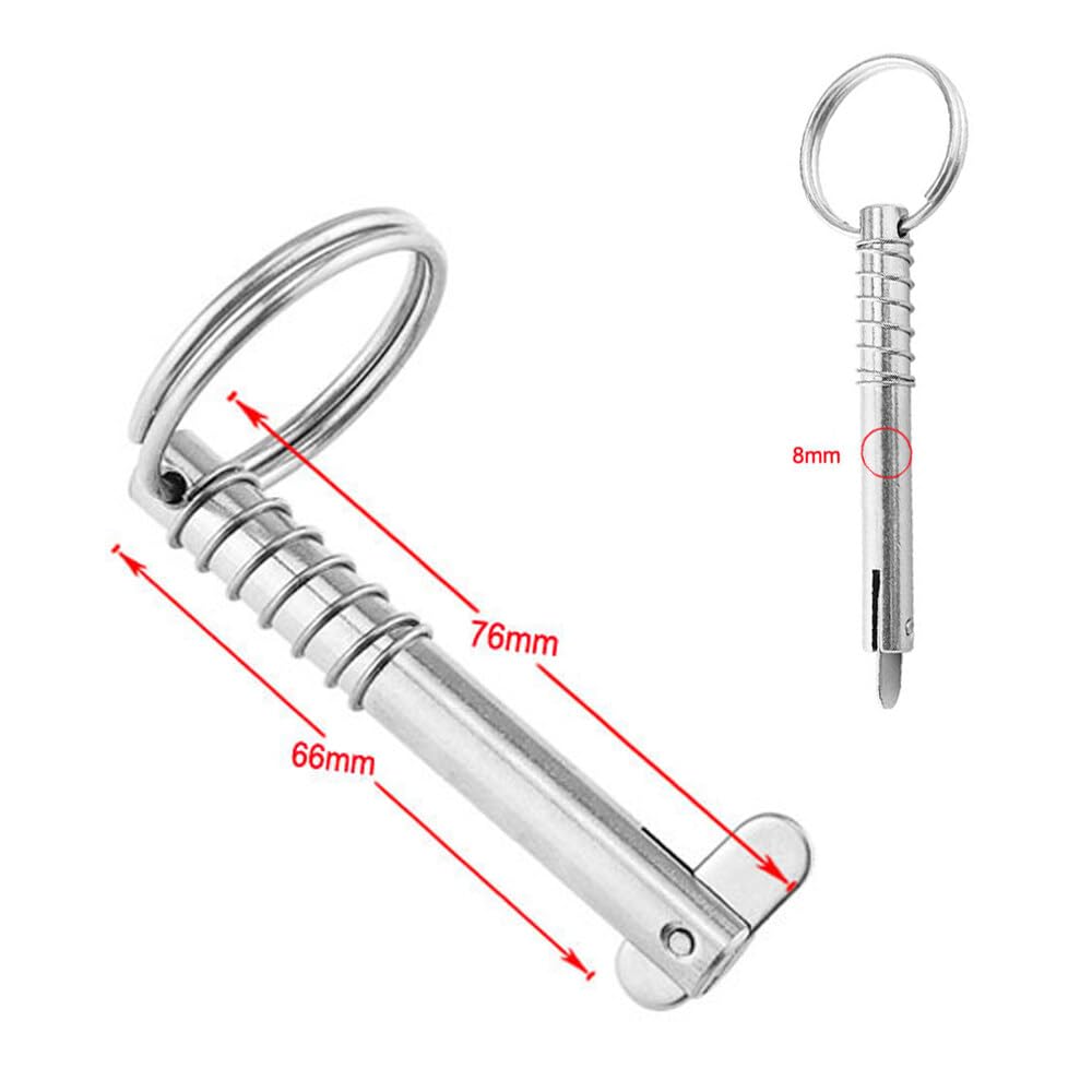 Perno di sicurezza 8x76 mm in acciaio inox 316, 2 pezzi coppiglia pieghevole, grado marino per barca
