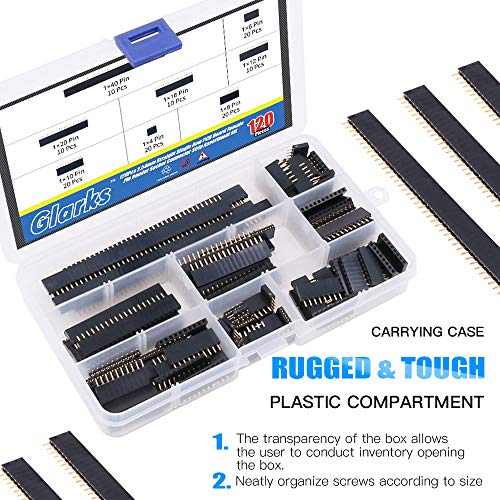 Kit Glarks de conectores hembra 2.54 mm con pines de vaso de alta precisión para PCB 4