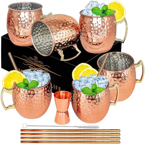 LINALL Copper Mugs Set of 6