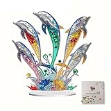 LIULIMI DIY 5D Painting Kits, Special Shaped Crystal Art Kit, Stand Up Acrylic Tabletop Ornament Making Kit, Two-Sided Painting, Great Holiday Gift(Dolphins)