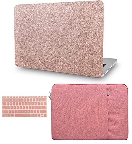 KECC Compatible with MacBook Air 13 inch Case 2022 2021 2020 2019 2018 Release M1 A2337 A2179 A1932 Plastic Hard Shell + Keyboard Cover + Sleeve + Screen Protector, Rose Gold Sparkling