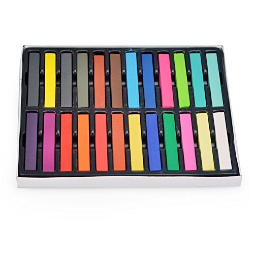 AKOAK 24 Colors Temporary Hair Chalk Set Non-toxic Magic Dye Chalk DIY Painting Temporary Pastle Kit