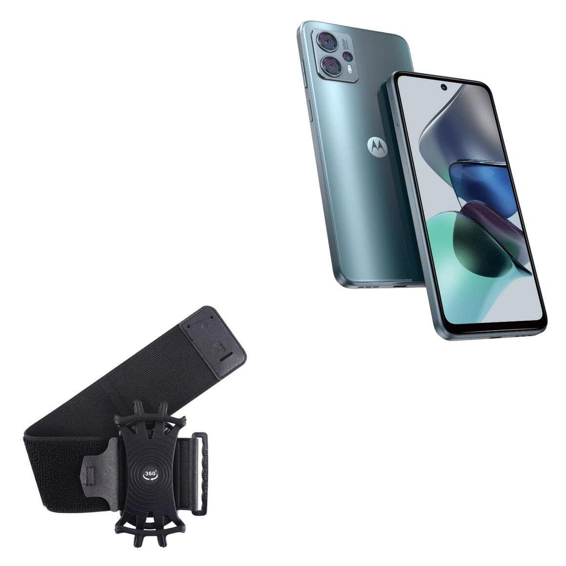 BoxWave Holster Compatible with Motorola Moto G23 - ActiveStretch Sport Armband, Adjustable Armband for Workout and Running - Jet Black