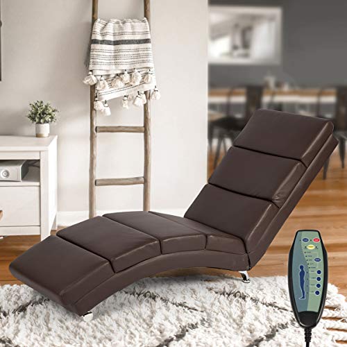 Mellcom Electric Massage Recliner Chair Chaise Longue Heated PU Leather Ergonomic Lounge Massage