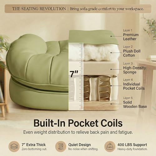 Image of Efomao Big & Tall Desk Chair, Wide Executive Office Chair with Footrest Green