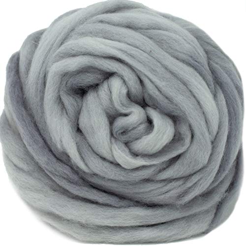 Wool Roving Hand Dyed. Super Soft BFL Combed Top Pre-Drafted for Easy Hand Spinning. Artisanal Craft Fiber ideal for Felting, Weaving, Wall Hangings and Embellishments. 1 Ounce. Silver