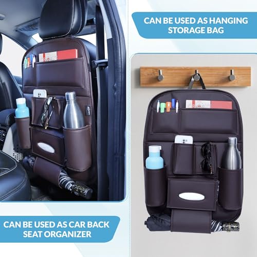 Image of Neodrift 'Seat Master Lite' (Set of 2) | (Color - Coffee) Premium 7D Car Seat Organizer, Universal Fit, Multi-Pocket Storage for Bottles, Mobile, Keys, Documents & Tissues