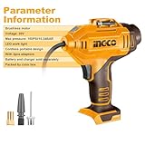 Ingco 20V Lithium-Ion Auto Air Compressor Cordless Portable Tyre Inflator (Body Only) 150PSI Max Pressure. Perfect for Cars, Motorcycles, Bicycles, and Balls CACLI2018E - Image 6