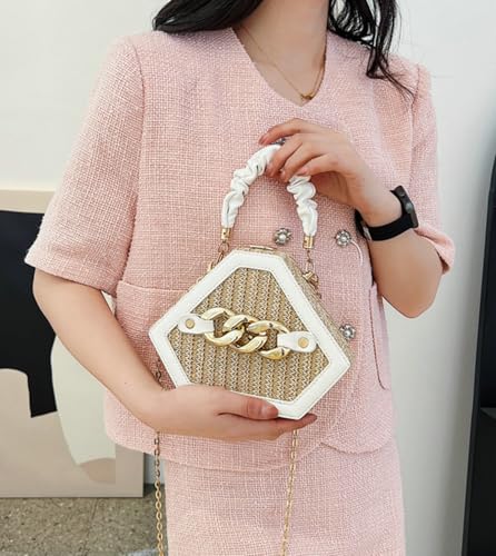 Chain Woven Crossbody Bag Versatile Box Handbag PU Top Handle Chain Strap Mini Satchel Women 2024 Trendy Shoulder2
