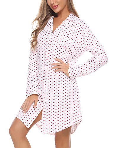 Doaraha Camisones Mujer Algodón Manga Larga Ropa de Dormir Aboton...