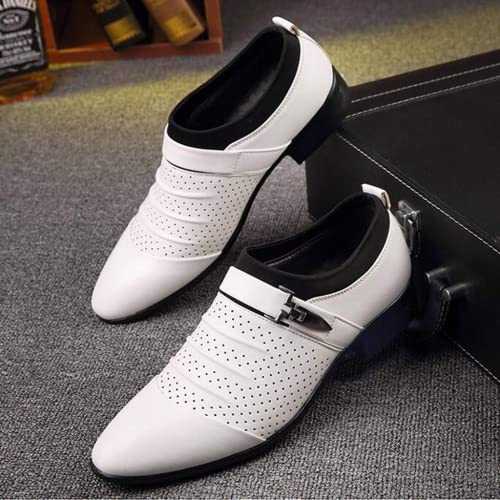 BORAMAX Men's PU Leather Cutout Breathable Dress Shoes Business Fashion Wedding Shoes Comfortable Pointed Toe Oxford Shoes2