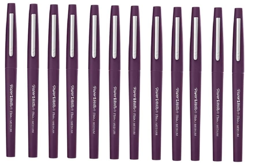 Paper Mate Flair Medium Felt Tip Pen Plum 12 Pack