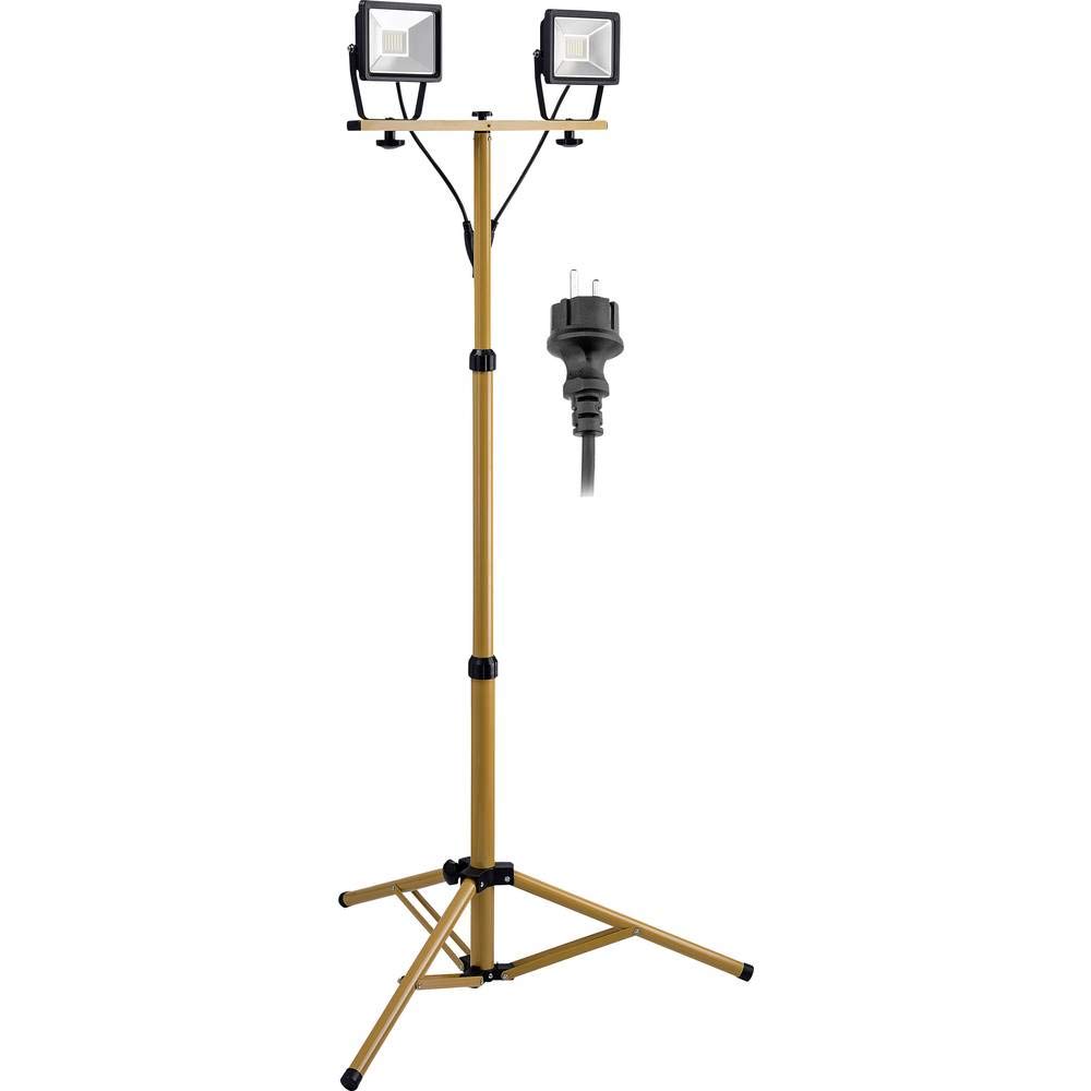 Goobay LED Baustrahler Zwei Flutlichstrahler auf Teleskopstativ, Zink, 20 W, Schwarz/Gelb, 2x 20W