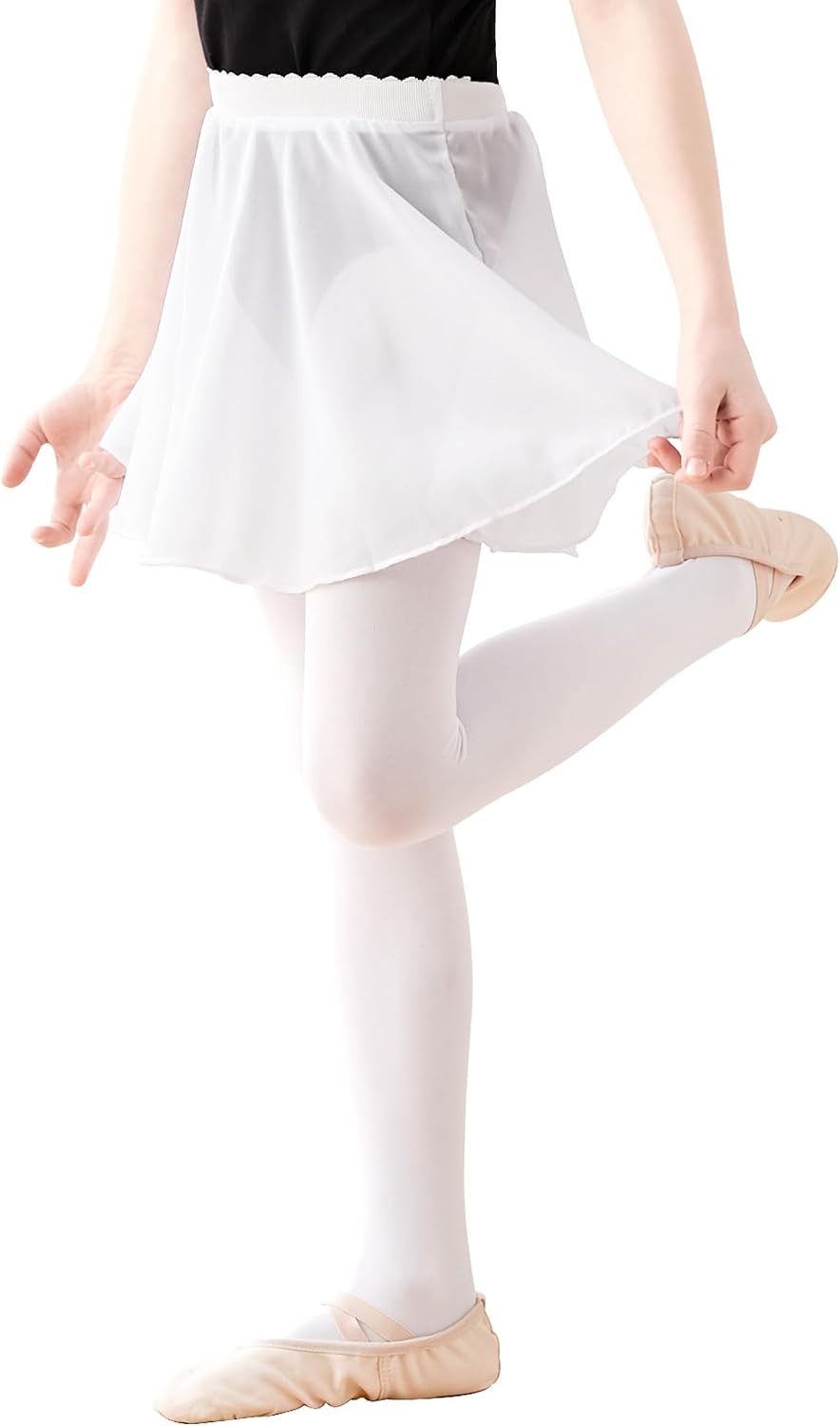 Phoeswan Dance Skirts for Girls (S/L) & Women (XL), Pull on Ballet Chiffon Skirt with Elastic Waistband