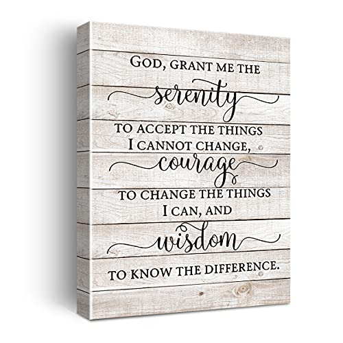 Inspirational God Grant Me The Serenity Poster Canvas Wall Art for Home Office Living Room Decor - Rustic Farmhouse Serenity Prayer Sign Canvas Print Christian Wall Art Ready to Hang Decoration Gifts - Easel & Hanging Hook 12x15 Inch