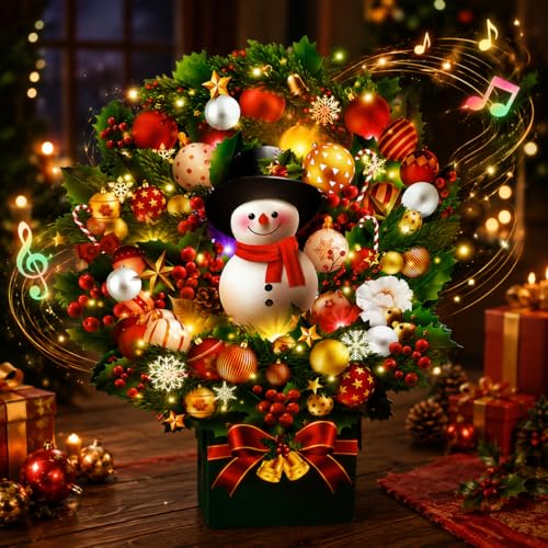 Image of APOTODITO Bouquet Christmas Cards with Lights and Music, Snowman Style