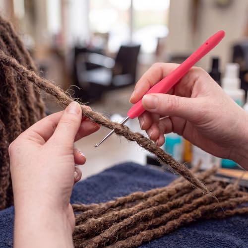 Image of WILLBOND 4 Pcs Dreadlock Crochet Hooks for Locs Hair 1.0 mm 1.25 mm Needle | Dreadlock Crochet Needle Tools for Locs Braid Hair Weaving Craft Accessories, Pink, Red