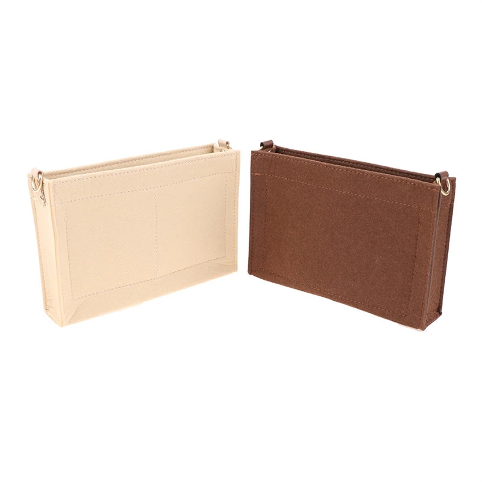 3 Stück Filztaschen-Organizer-Einsatz, Filztaschen-Geldbörsen-Einsatz-Organizer mit Kette, Make-up-Taschen-Einsatz FüR Damen(Khaki)