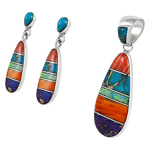 Turquoise Network PNE4014-C00-S20 Matching Set Turquoise & Gemstone 925 Sterling Silver  thumb #1
