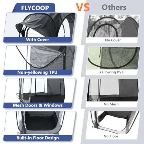 Sports Tent Pop Up Shelter: Flycoop Weather Sports Pod for 1-2 Person Shelter in Winter Portable Camping Pop up Tents Outdoor Cold Weather Screen Bubble House Pod Shade (Black,M)
