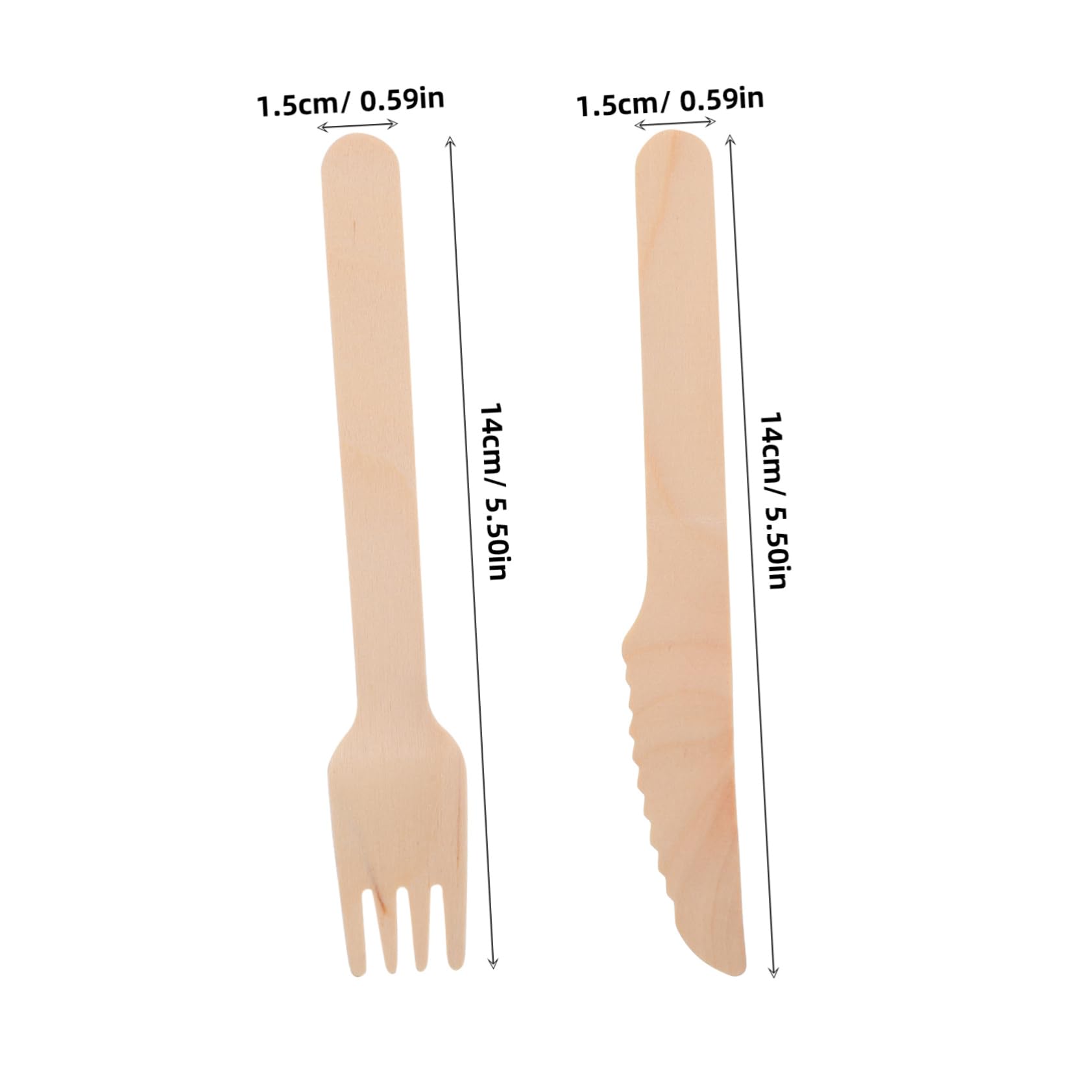 MUCKLILY Wooden Cutlery Set 200pcs Disposable Forks and Knives Buffet Forks for Parties Picnic Bbq Safe for Family Dinners