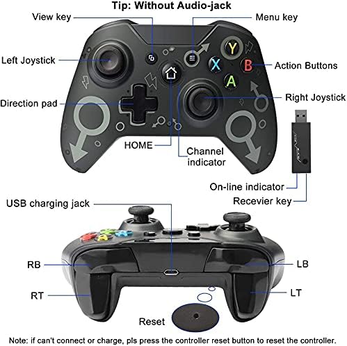 2.4G Wireless Controller for Xbox One Console for PC for Android Joypad Smartphone Gamepad Joystick for X Box One (Black)