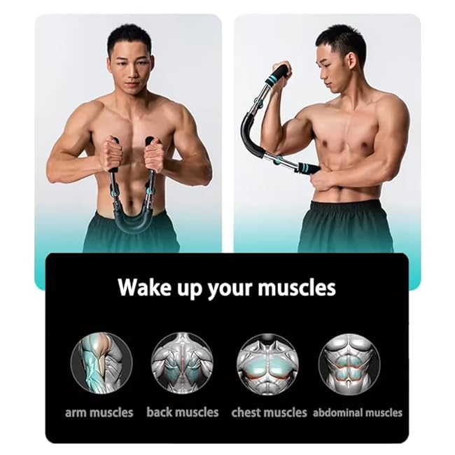 TechlyPro PowerBar, Techly Pro Twister Arm Trainer, Adjustable Chest Workout Equipment, Three-Speed Adjustment & Portable & Detachable for Home Fitness