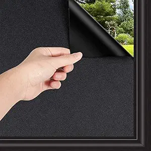 SHREE G PVC Glass Partition Sliding Window Heat Control Premium Glitter Window Film for Home Office Bathroom Living Room Kitchen Door Glass Cabinet (Black, 24x96 Inch), Peel and Stick