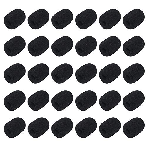 30 Pack Black Mini Lapel Headset Microphone Windscreens Foam Cover
