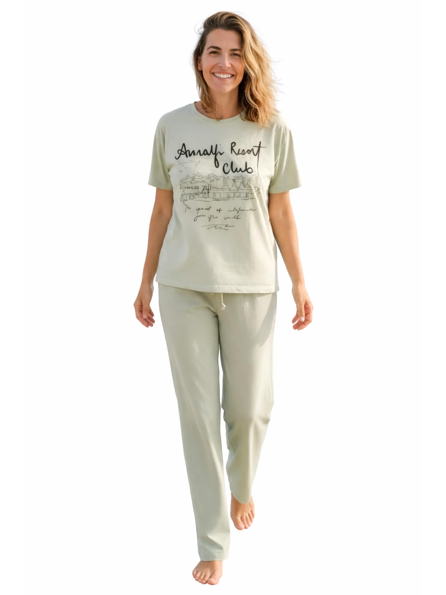 wake wild Co-Ord Set for Women | Relaxed Fit Cotton Night Suit | Printed T-Shirt & Wide Leg Pant with Pockets | Half Sleeve Round Neck | Stylish Loungewear & Travel/Holiday wear-picture-35