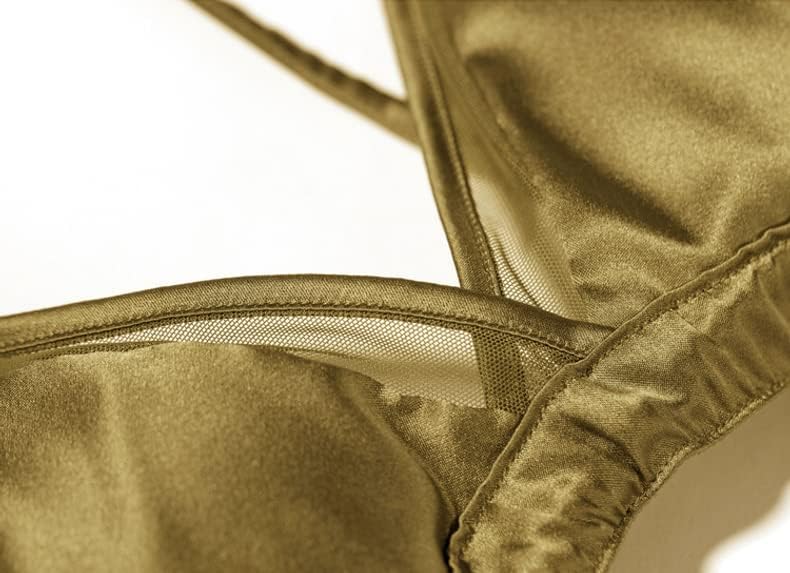 SilRiver Women's Satin Triangle Bralette Tops Silk Wirefree Bra mesh Cami Bra with Removable Pads - Image 4