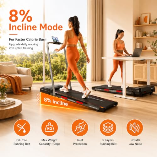Image of MAXPRO Walking Pad with Handle 3.5HP BLDC Motor Treadmill for Home use | 12km /hr Speed | 110kgs Max. User Weight | 8% Incline| LED Display, Shock Absorbtion, Compact underdesk Treadmill for Home Gym