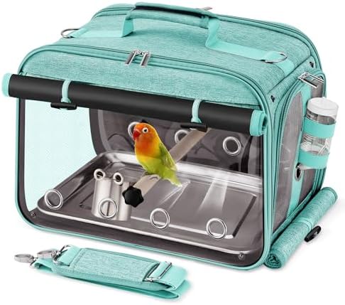 Airline Approved Bird Carriers – Which One Will Keep Your Pet Safe? 4 Suertree Bird Carrier Airline Approved, Bird Travel Cage with Indestructible Stainless Steel Mesh, Bird Travel Bag Lightweight and Portable with Water Bottle and Bowl