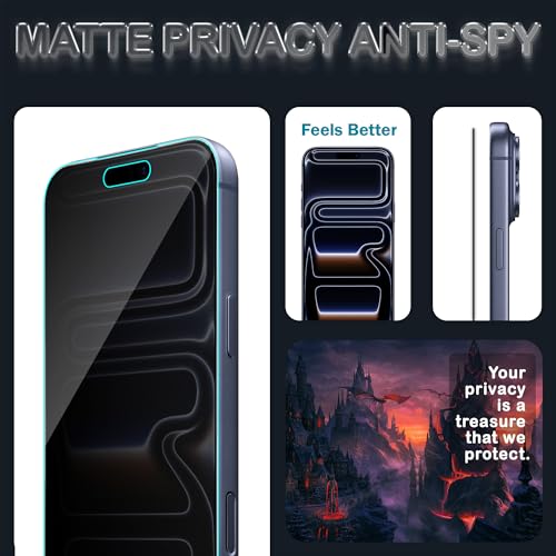 Image of ArmourPro Matte Privacy Tempered Glass for iPhone 17 Pro Max - Anti Spy Anti Glare Screen Protector, 9H Scratch Resistant, Smooth Touch, Full Coverage