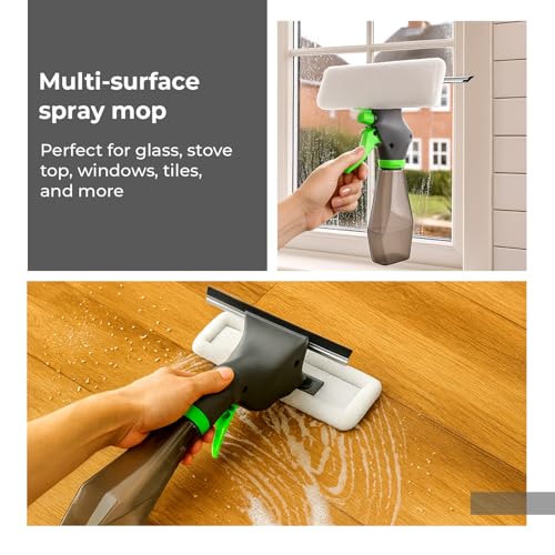 Image of Lifelong 3-in-1 Spray Mop | Clean Shave Car Window Cleaner, Glass Wiper for Mirror & Stove | Refillable Bottle & Reusable Microfiber Pads - Streak-Free Shine