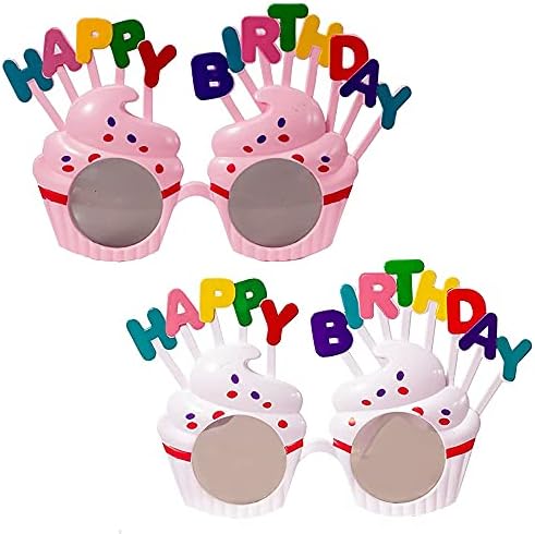 2 Packs Happy Birthday Sunglasses,Birthday Photo Props Funny Novelty Glasses, Birthday Party for Kids and Adults