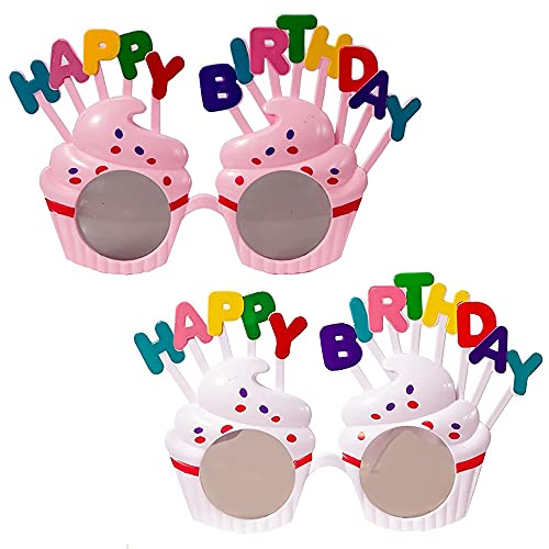 2 Packs Happy Birthday Sunglasses,Birthday Photo Props Funny Novelty Glasses, Birthday Party for Kids and Adults