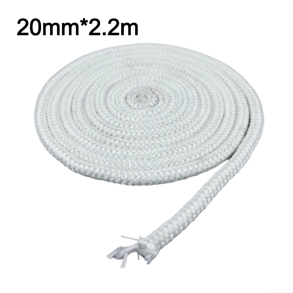 Corda per stufe/Wizard, Corda sigillante in fibra di vetro bianca, apparecchi riscaldamento resistenti alle alte temperature, dimensioni multiple(20mm*2.2m)