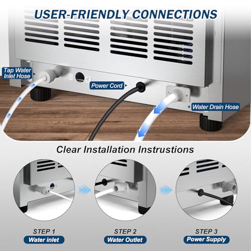 Fabricadora de hielo comercial 140 lbs/24H acero inoxidable miniatura 5