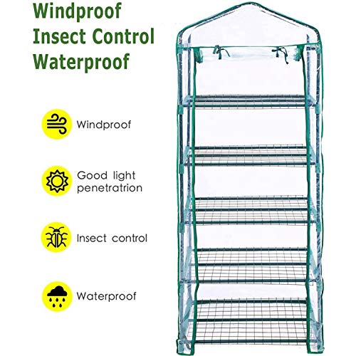 Worth Garden Clear Replacement Cover For 5 Tier Mini Greenhouse - With Roll-Up Zipper Door - Applicable Size 75'' H X 27'' L X 19'' W - Transparent Pvc Cover Only - G304B00 #TOP4