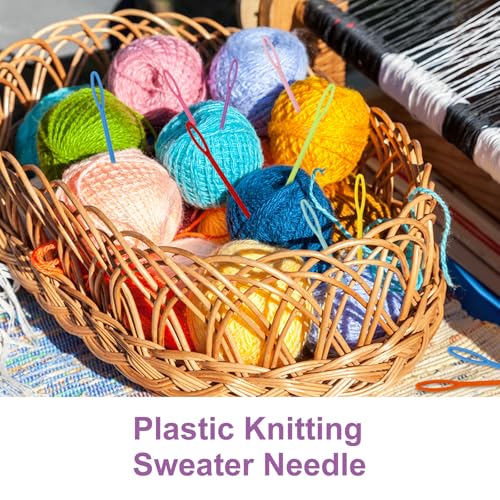 Image of 100 Pcs 2.7 inch & 3.5 inch Large Eye Plastic Sewing Needles, Yarn Needles, Tapestry Needle Weaving Darning Needles Safety Plastic Lacing Needles Crochet Accessories for DIY Beginner Sewing Handmade Crafts