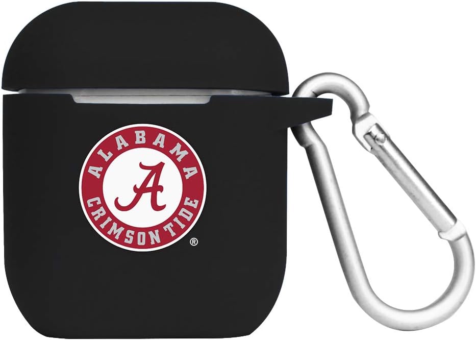 AudioSpice Collegiate Alabama Crimson Tide Silicone Cover for Apple AirPods (1st and 2nd Generation) Charging Case with Carabiner