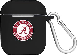 Collegiate Alabama Crimson Tide Silicone Cover for Apple AirPods (1st and 2nd Generation) Charging Case with Carabiner