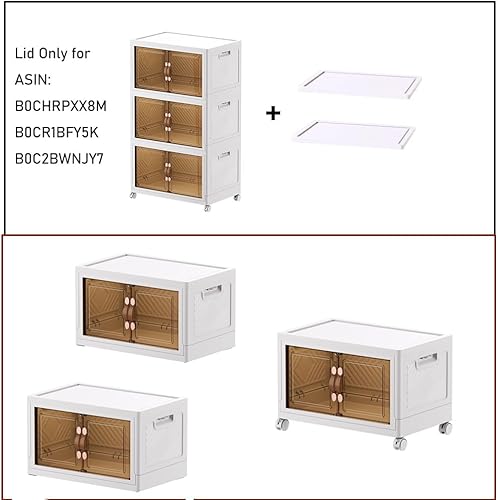 Miniatura 2 de MRPAPA Tapa de contenedores de almacenamiento, 2 unidades, solo para contenedores de almacenamiento apilables MRPAPA de 21 galones, tapas plegables