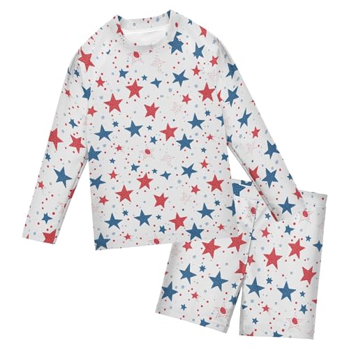July 4th Independence Day Star Baby Boys' Toddler Long Sleeved Rashguard Swim Bathing Suit Set B0404562